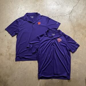 X2 Columbia Golf Clemson Tigers Polo Men’s Purple Omni Wick Shirt Size XL NWT